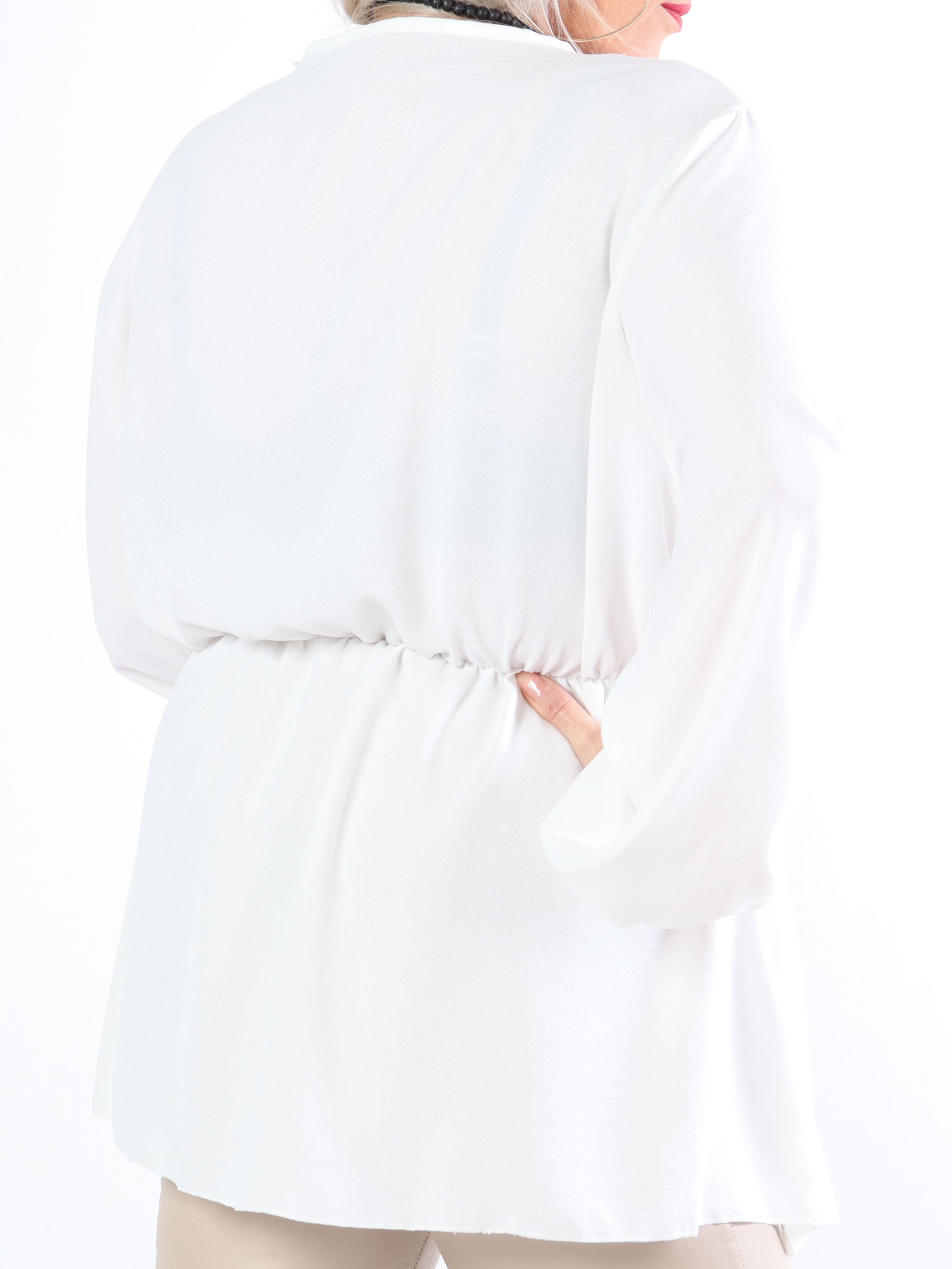 Hermina long sleeve - Sød plus size bluse med elastik i taljen